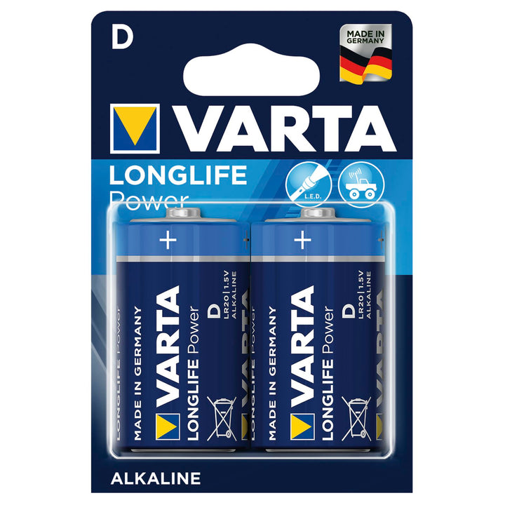 2 pilhas alcalinas Varta Longlife Power R20, de alta qualidade