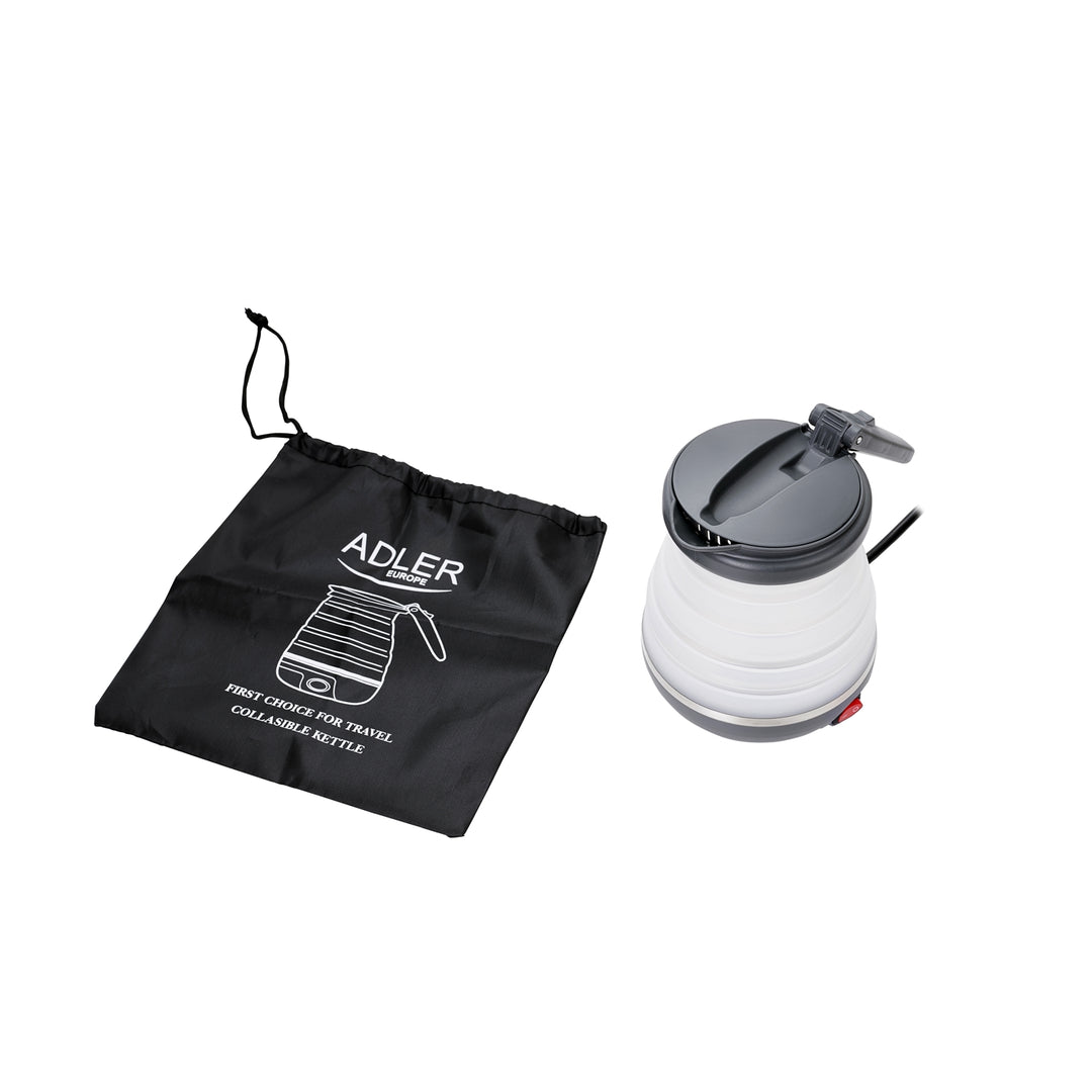 Chaleira turística em silicone Adler AD 1279, dobrada.