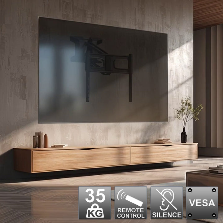 Montagem Maclean, TV elétrica na lareira, Max vesa 600x400, Controle remoto, 37"-70", 35kg, MC-891