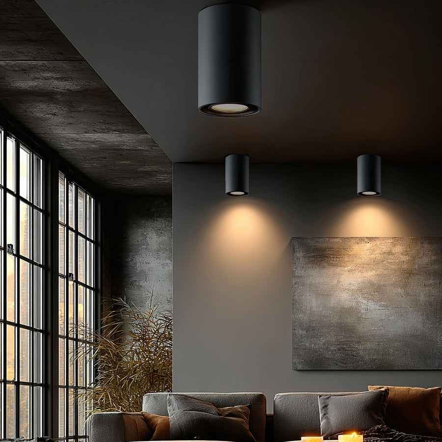 Foco de techo orientable con casquillo GU10 para lámparas LED y halógenas hasta 40W para montaje en superficie, blanco, 80x115mm, aluminio MCE422 B