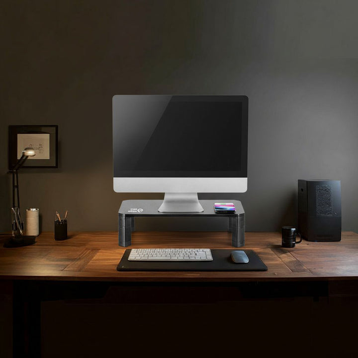 Suporte de tela ajustável em altura com monitor de carregamento sem fio Qi de 17 "~ 32" suporta carregamento por indução de até 20 kg