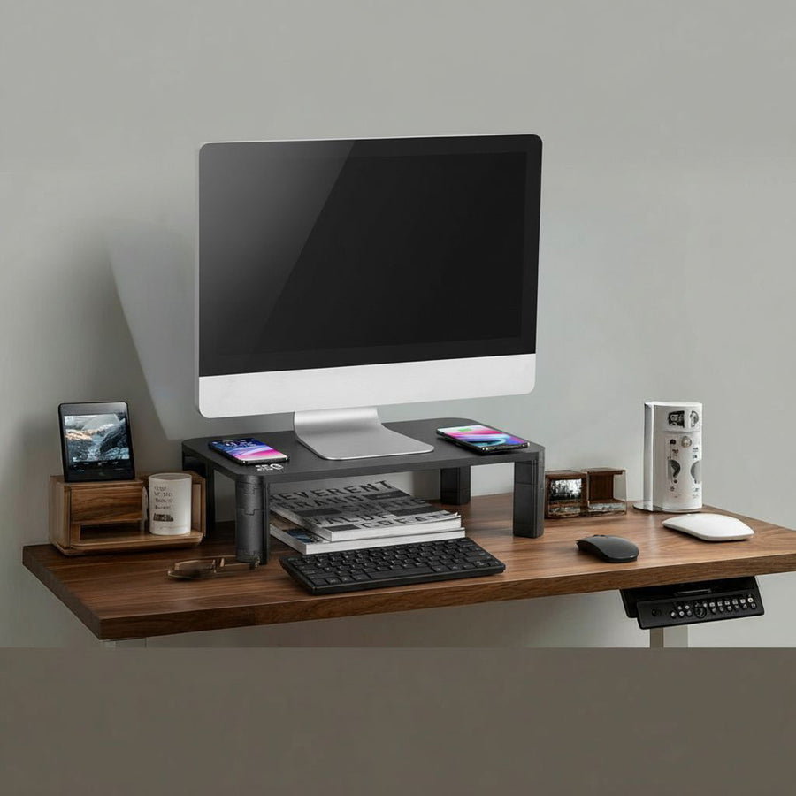Soporte de pantalla ajustable en altura con soporte de monitor de carga inalámbrica Qi de 17"~32" hasta un máximo de 20 kg de carga por inducción