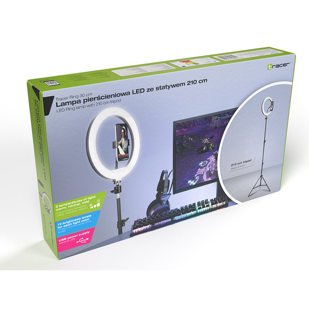 Tracer Ring Light 30cm com tripé de 210cm