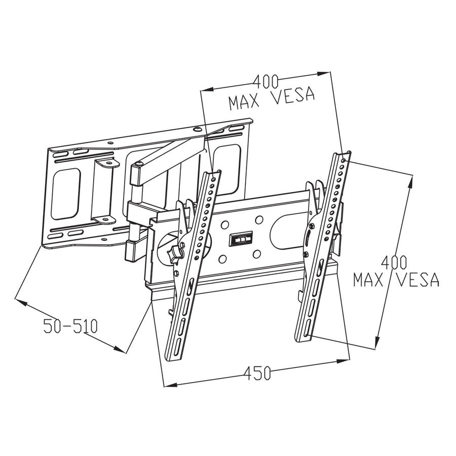 SUPORTE TV LED/LCD 23-46" 35KG AR-77 ART ajustável vertical/horizontal 51cm