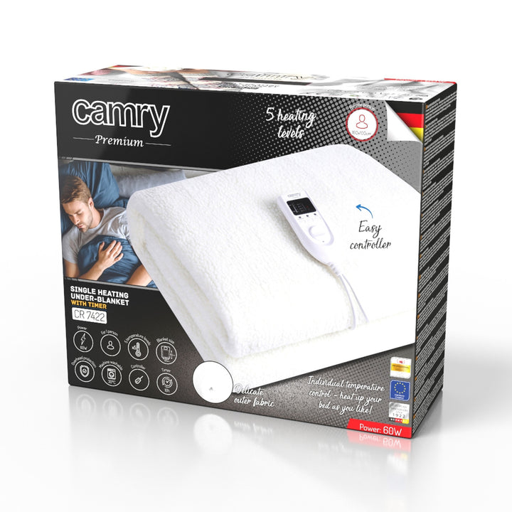 Cobertor elétrico Camry CR 7422 com temporizador e comando LCD