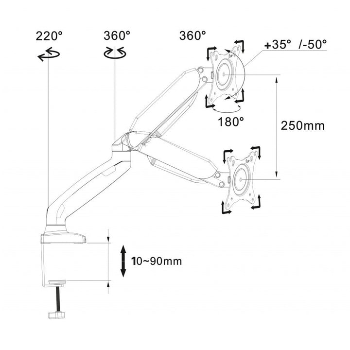 SOPORTE DE MONTAJE DE ESCRITORIO PARA MONITOR LCD LED USB 3.0 10-32 "Art L-17GD