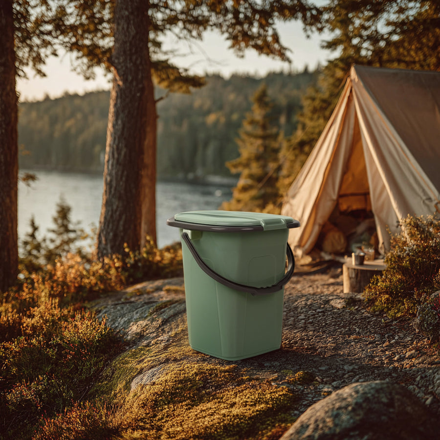 GreenBlue GB320GG Inodoro portátil practico WC 19l con tapa verde-gris