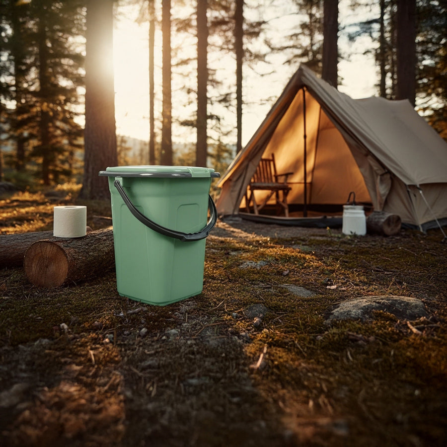 GreenBlue GB320GG Inodoro portátil practico WC 19l con tapa verde-gris