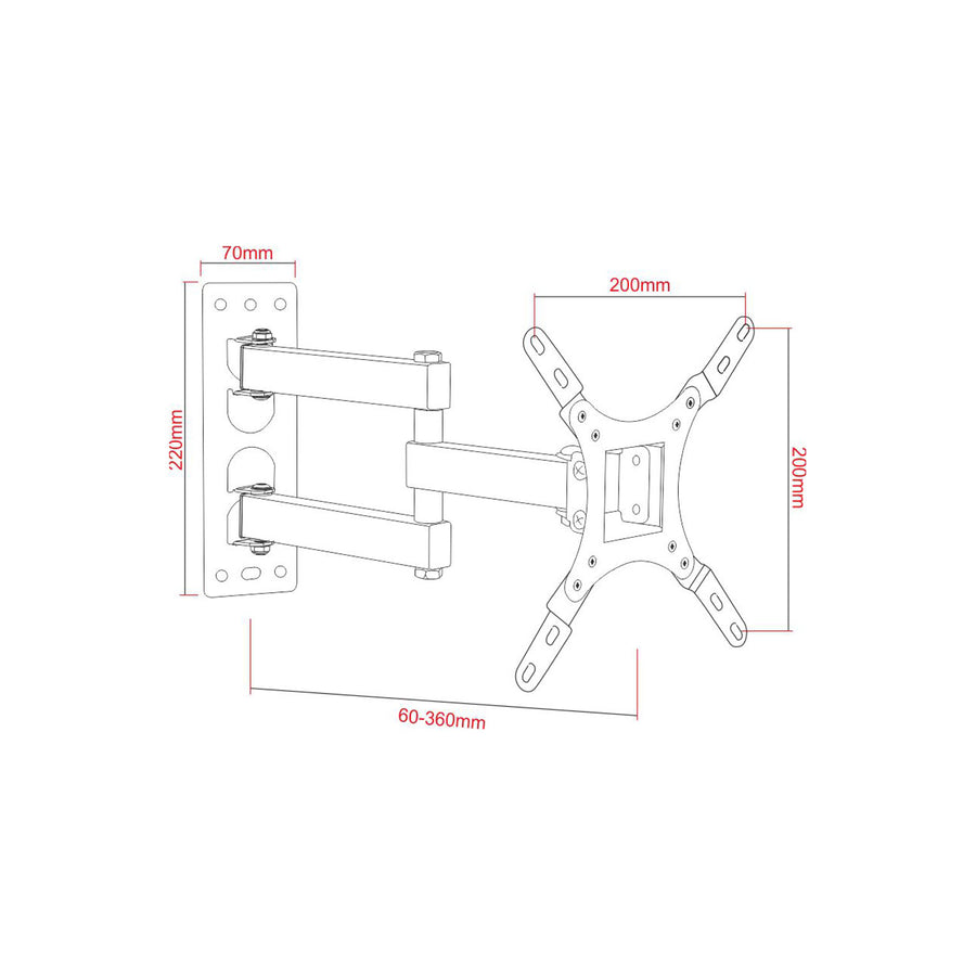 Soporte de TV ART, 17-42'', 25kg, negro, VESA 200x200, AR-57A