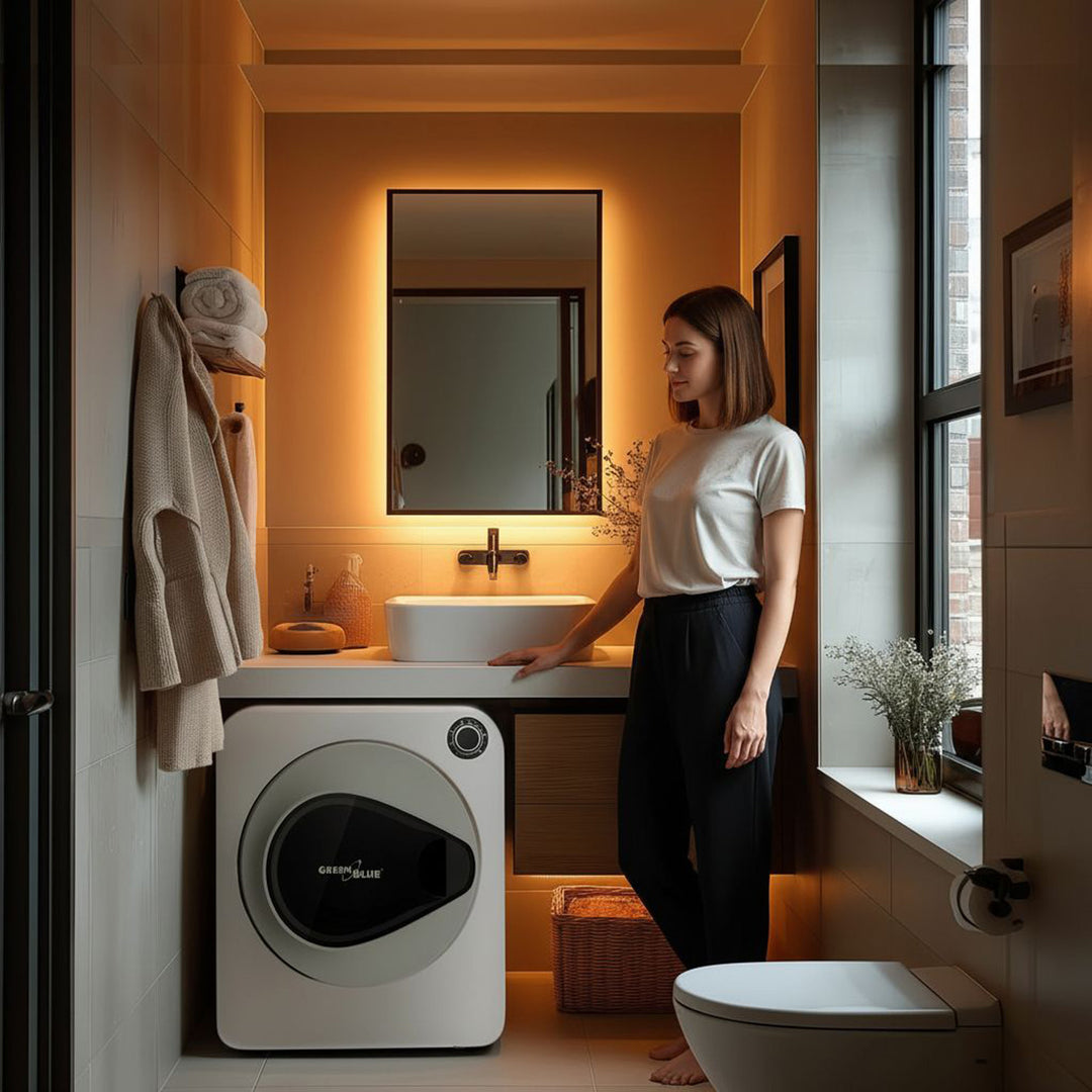 Verde Azul GB405 Secador de roupas elétrico 830 W / 3 kg / Secador de roupas autônomo ou montado na parede Cinco programas de secagem disponíveis