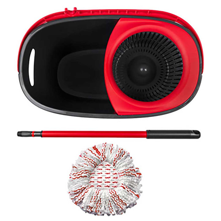 Conjunto completo de esfregona 3 em 1 com cabo telescópico e articulação 360°, comprimento do cabo: 85 - 130 cm, balde com girador, cabeça de microfibra lavável Vileda Turbo