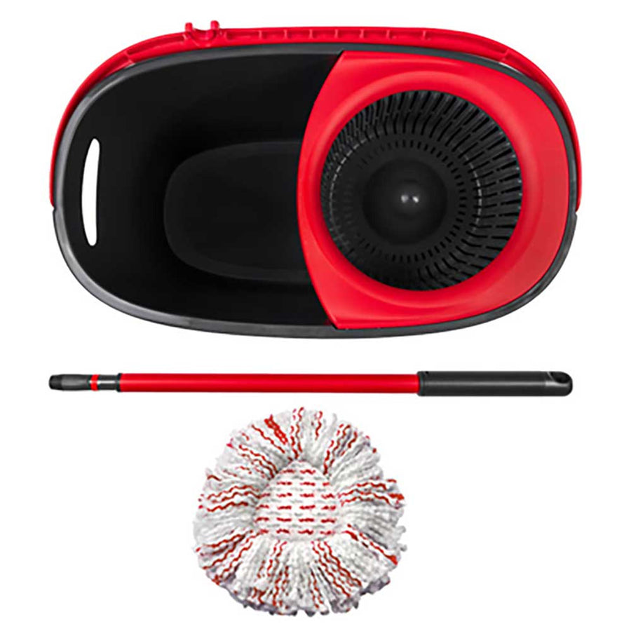 Conjunto completo de esfregona 3 em 1 com cabo telescópico e articulação 360°, comprimento do cabo: 85 - 130 cm, balde com girador, cabeça de microfibra lavável Vileda Turbo