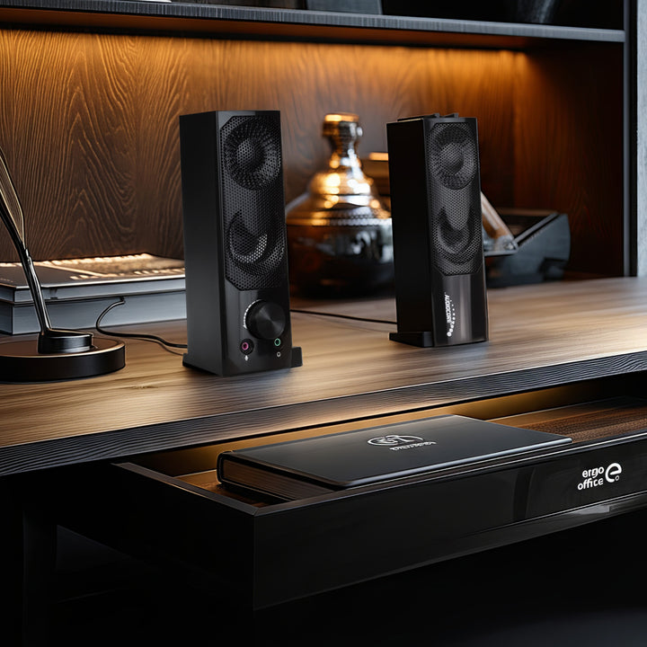Altavoz 2 en 1 2.0 para PC con función de barra de sonido Retroiluminación RGB Altavoz estéreo 2x3W RMS Fuente de alimentación AUX 3,5 mm USB