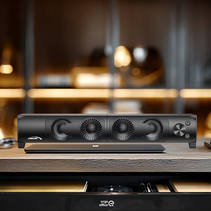 Altavoz 2 en 1 2.0 para PC con función de barra de sonido Retroiluminación RGB Altavoz estéreo 2x3W RMS Fuente de alimentación AUX 3,5 mm USB