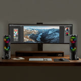 Altavoz 2 en 1 2.0 para PC con función de barra de sonido Retroiluminación RGB Altavoz estéreo 2x3W RMS Fuente de alimentación AUX 3,5 mm USB