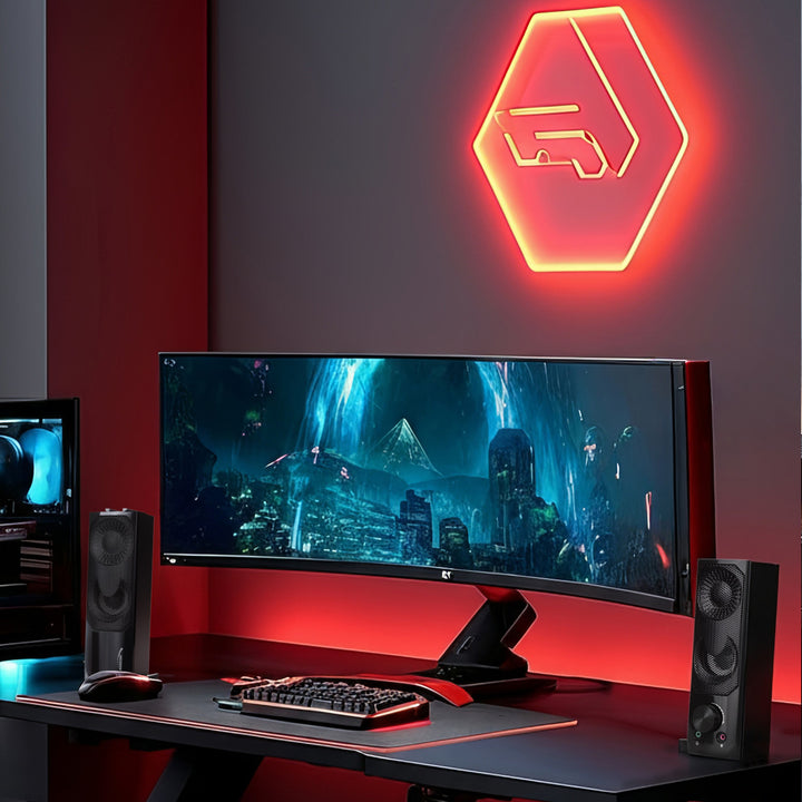 Altavoz 2 en 1 2.0 para PC con función de barra de sonido Retroiluminación RGB Altavoz estéreo 2x3W RMS Fuente de alimentación AUX 3,5 mm USB