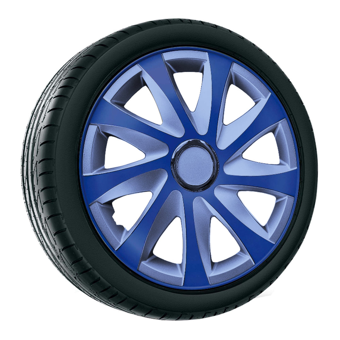 Guarnições das rodas Guarnições das rodas - Conjunto completo de 4 peças - NRM Drift Extra - Prata e Azul - 13" polegadas