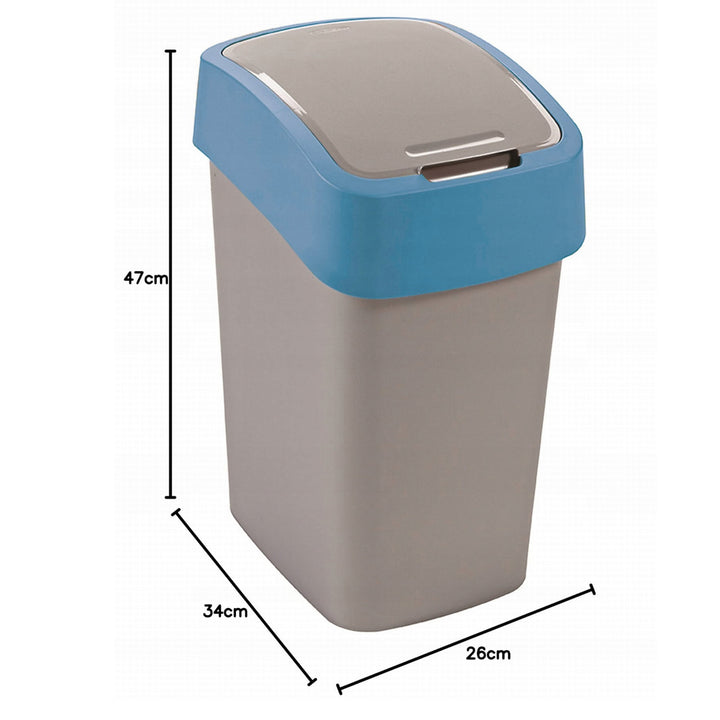 Papeleira de segregação Cuver com tampa, cinzento, estrutura azul, 25L, balde do lixo flip