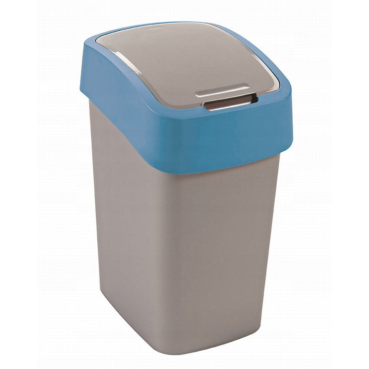 Papeleira de segregação Cuver com tampa, cinzento, estrutura azul, 25L, balde do lixo flip
