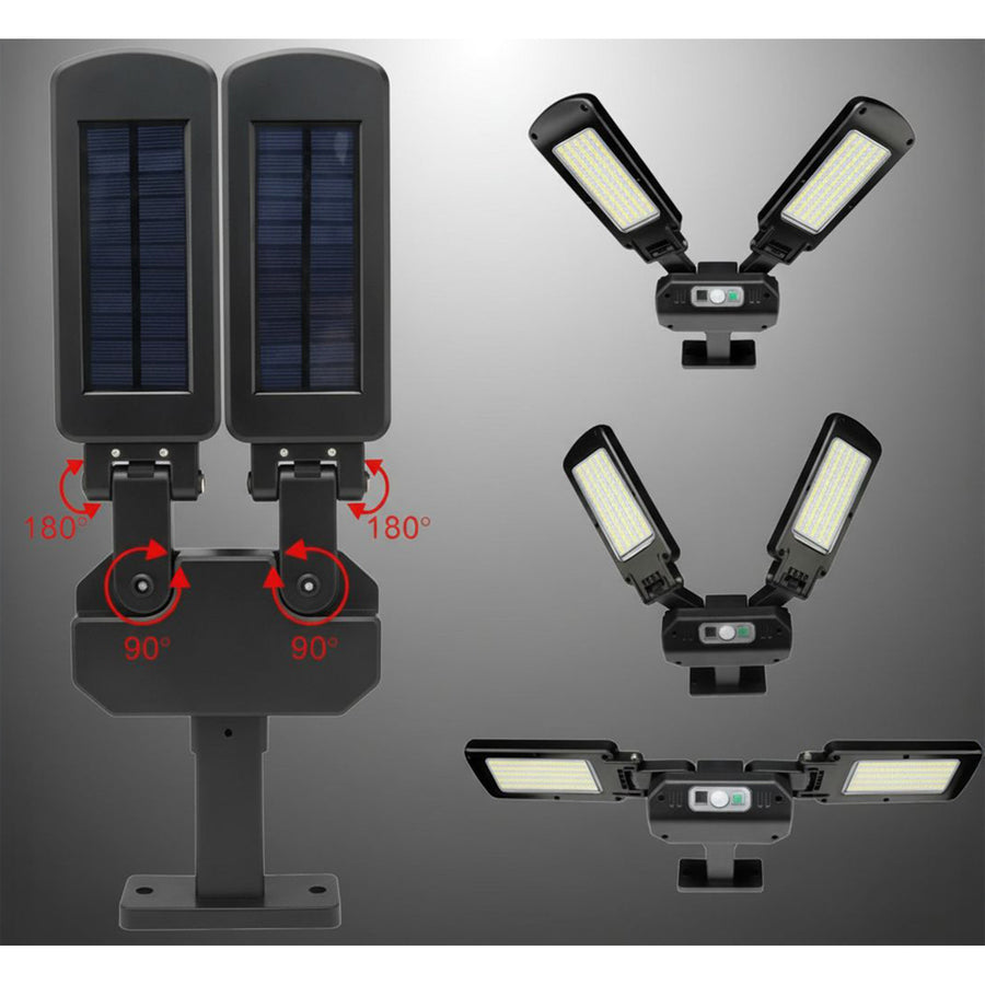 Poste solar LED com sensor de movimento e controle remoto Maclean IP54, 5W, 2x450lm, 6500K, Li-ion 2400 mAh, 3 modos de operação MCE447