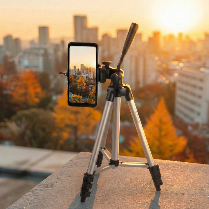 Maclean MC-164 Trípode Universal 1/4" Soporte para Cámaras Videocámaras Smartphones Anillos Luminosos max. 1050mm, max.2kg