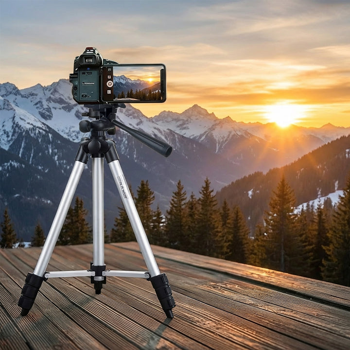 Maclean MC-164 Trípode Universal 1/4" Soporte para Cámaras Videocámaras Smartphones Anillos Luminosos max. 1050mm, max.2kg