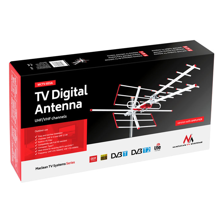 Antena de TV direccional DVB-T MUX 8 + adaptador usb 5 V