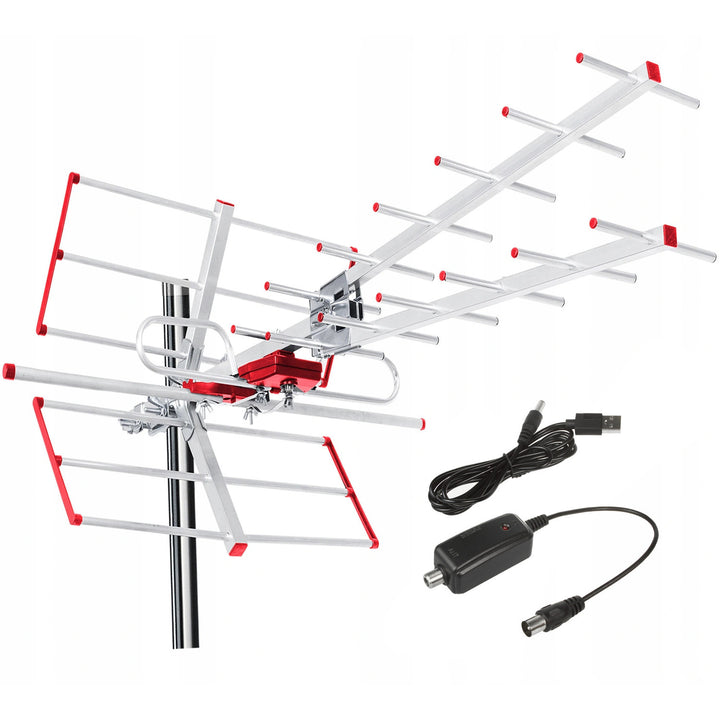 Antena de TV direccional DVB-T MUX 8 + adaptador usb 5 V