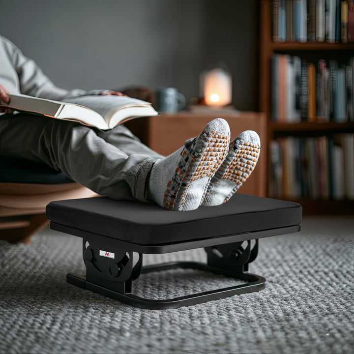 Apoio ergonómico para os pés Maclean MC-460, apoio para as pernas, ângulo infinitamente ajustável, almofada removível