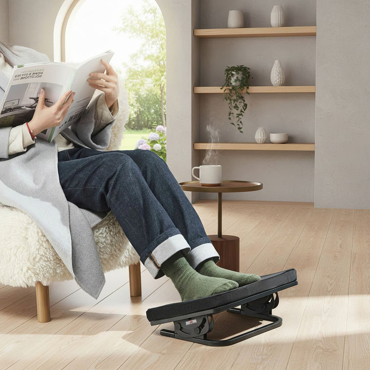 Apoio ergonómico para os pés Maclean MC-460, apoio para as pernas, ângulo infinitamente ajustável, almofada removível