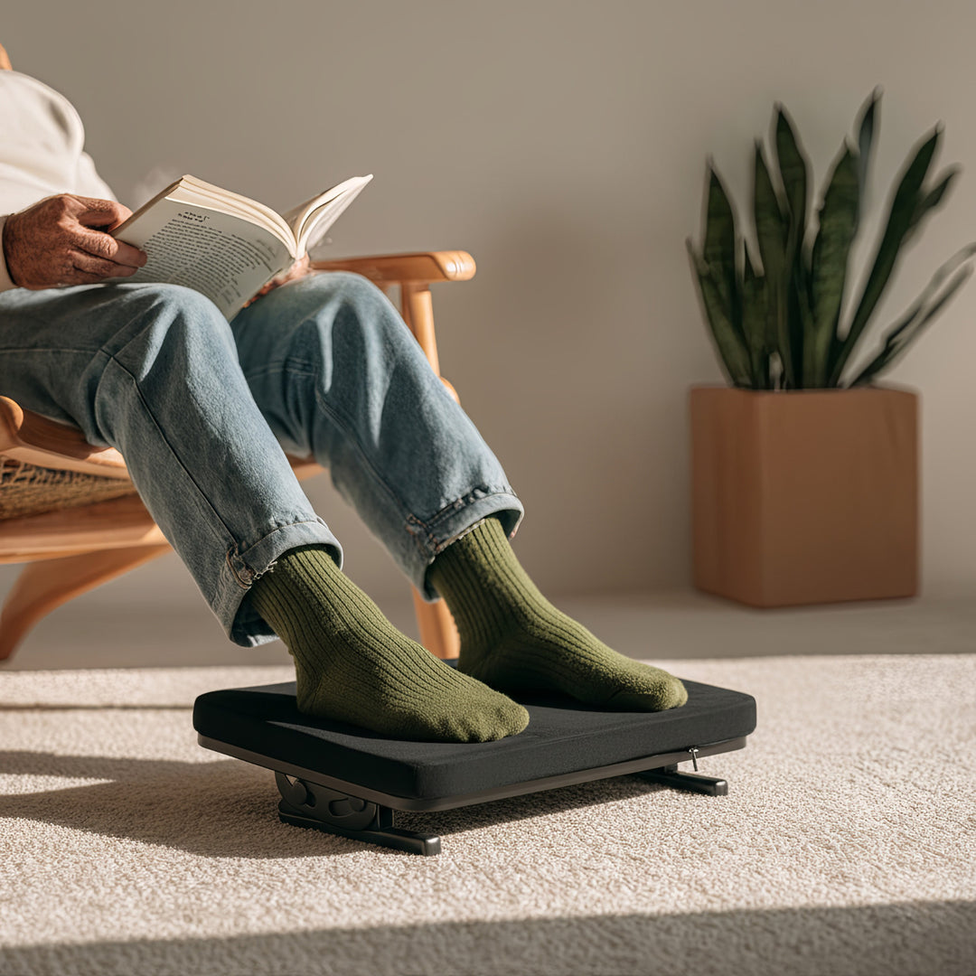 Apoio ergonómico para os pés Maclean MC-460, apoio para as pernas, ângulo infinitamente ajustável, almofada removível