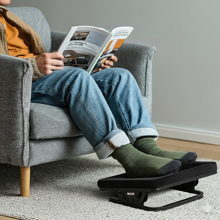 Apoio ergonómico para os pés Maclean MC-460, apoio para as pernas, ângulo infinitamente ajustável, almofada removível