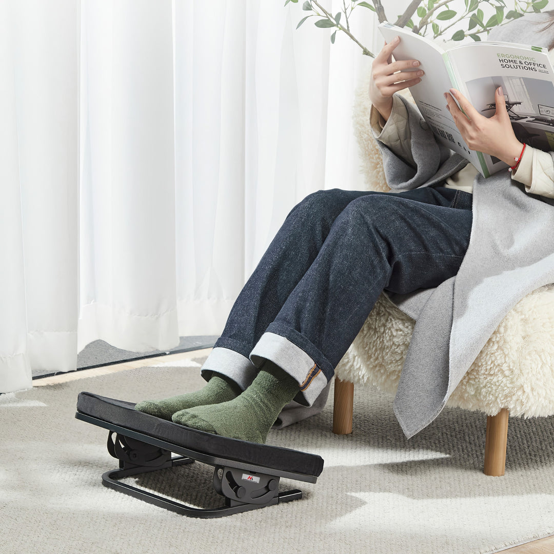 Apoio ergonómico para os pés Maclean MC-460, apoio para as pernas, ângulo infinitamente ajustável, almofada removível