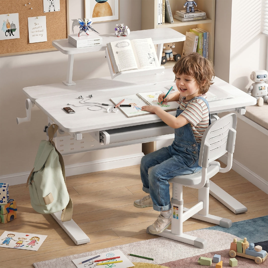 Ergo Office ER-483 Escritorio Infantil, Altura Regulable, Gris, max 40kg, 900x600mm