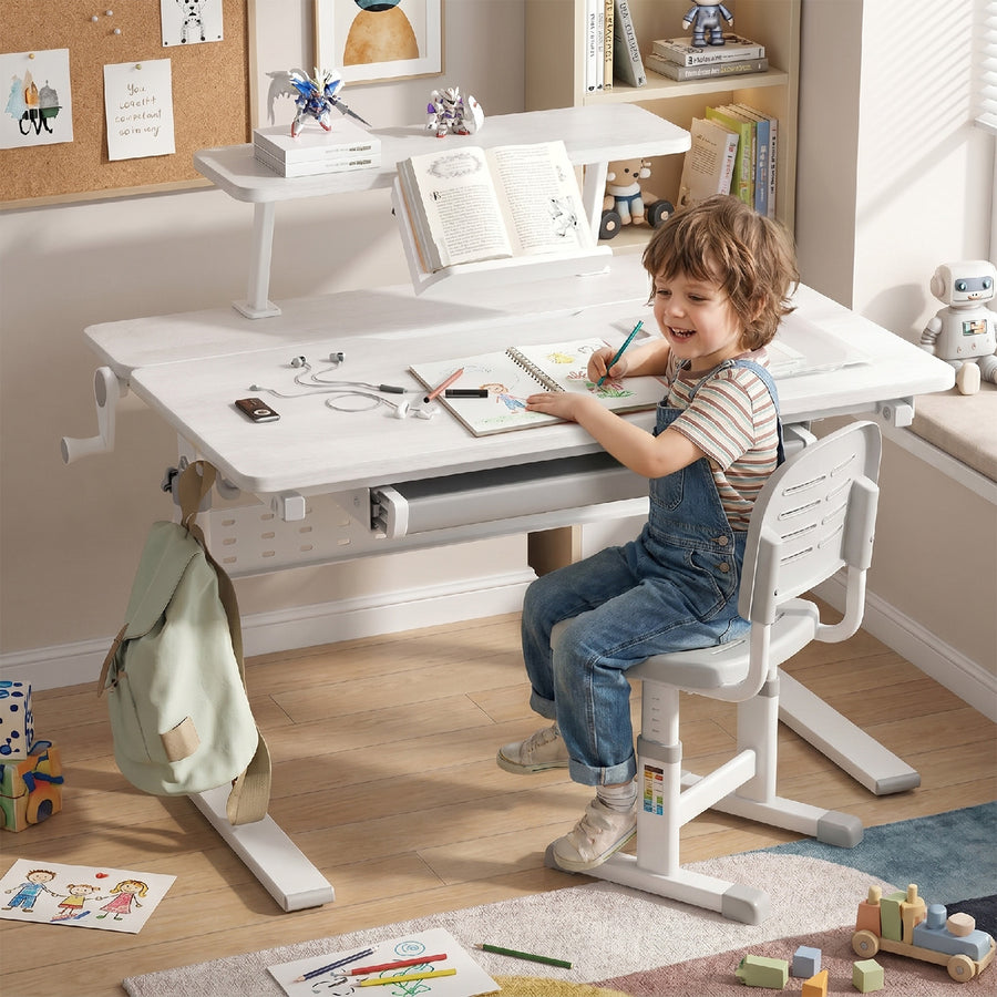Ergo Office ER-483 Escritorio Infantil, Altura Regulable, Gris, max 40kg, 900x600mm
