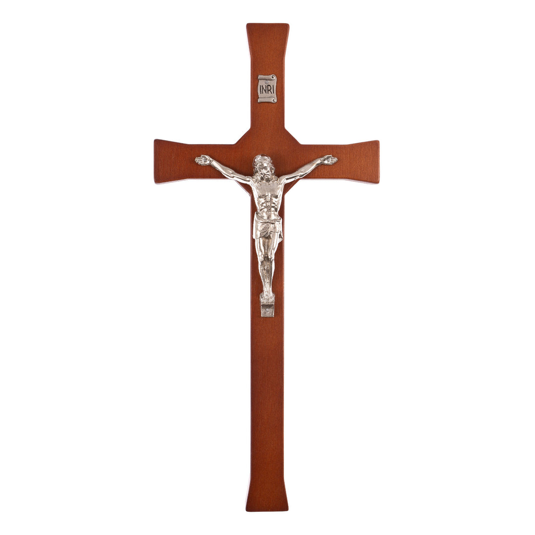 Cruz pendurada listrada castanha clássica 30x14x1,8cm