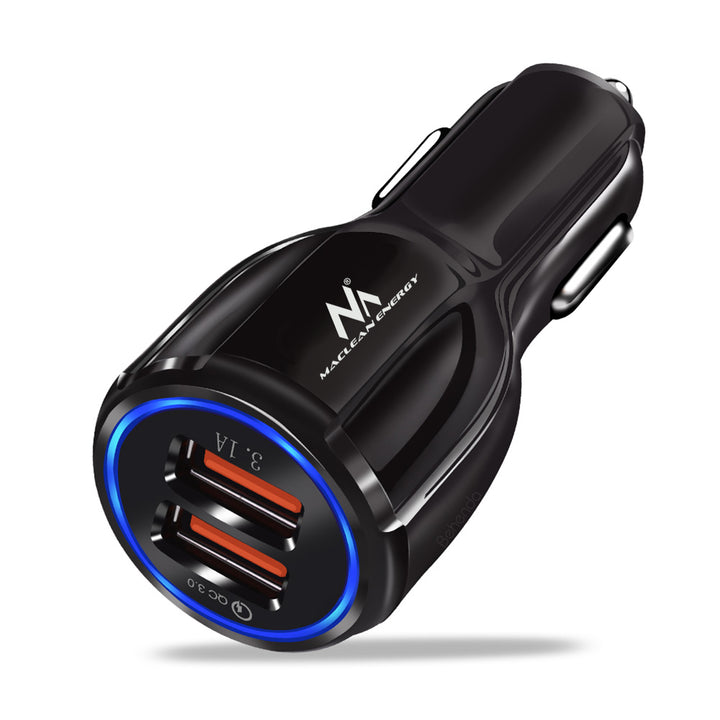 Maclean Cargador de coche, Qualcomm Quick Charge, QC 3.0 - toma 5V/3A, 9V/1.8A, 12V/1.6A, 5V/3.1A con cable USB Lightning