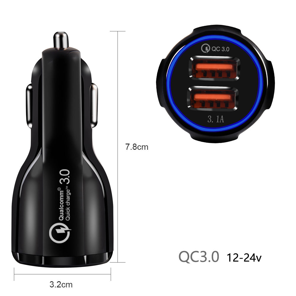 Maclean Cargador de coche, Qualcomm Quick Charge, QC 3.0 - toma 5V/3A, 9V/1.8A, 12V/1.6A, 5V/3.1A con cable USB Lightning