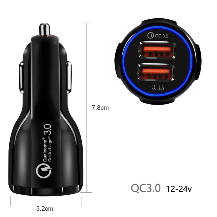 Maclean Cargador de coche, Qualcomm Quick Charge, QC 3.0 - toma 5V/3A, 9V/1.8A, 12V/1.6A, 5V/3.1A con cable USB Lightning