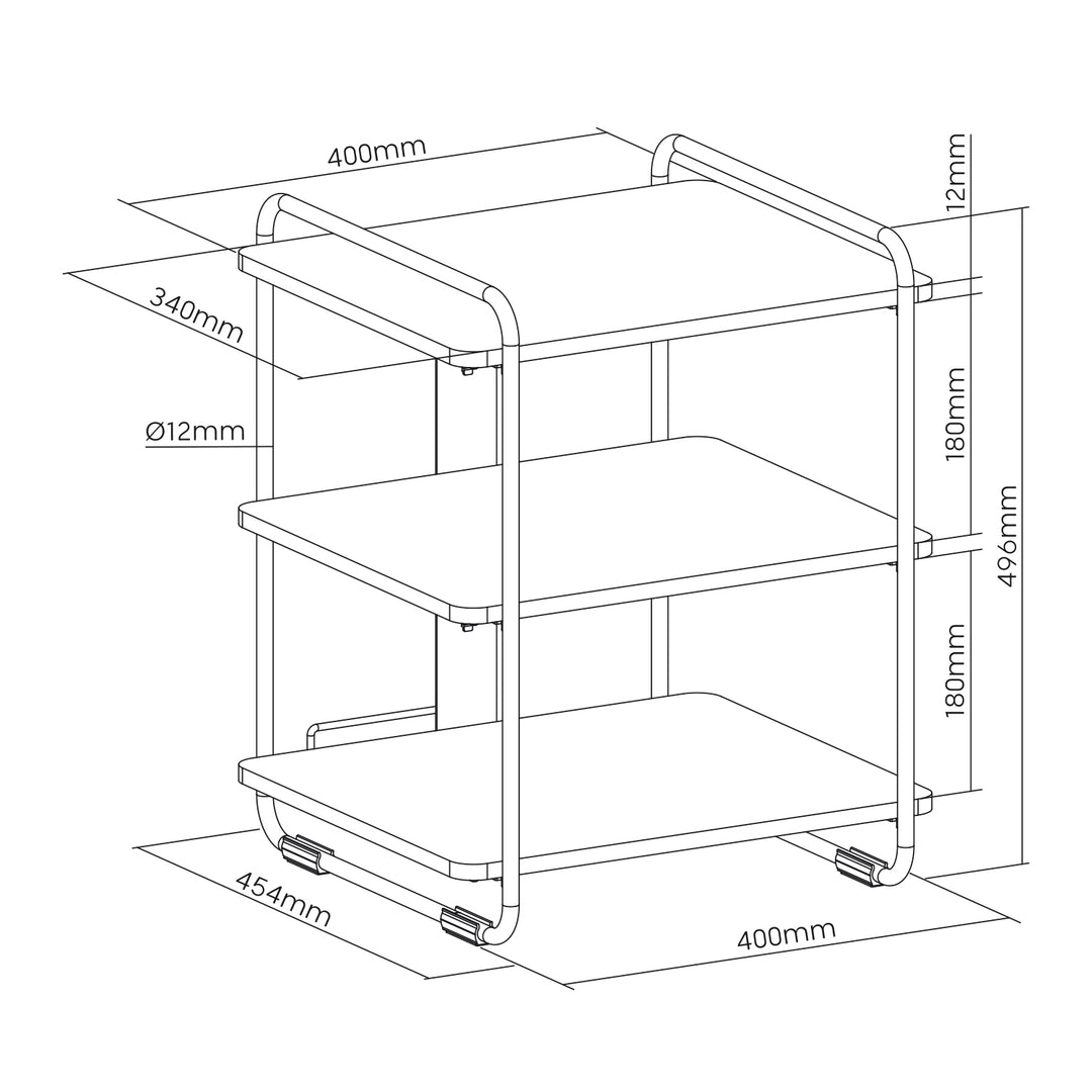 Elegante estante com 3 prateleiras Maclean MC-978, estante com prateleiras, carga máxima de 90 kg, 454 x 400 x 496 mm
