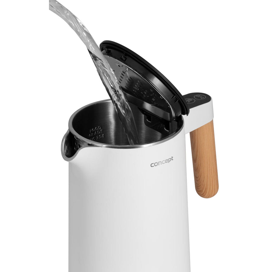Chaleira elétrica branca Concept Salt&amp;Pepper RK3300 estilo nórdico 1,5L
