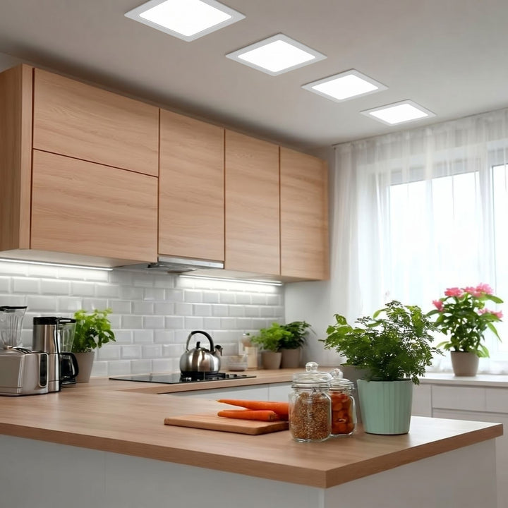 Painel de teto LED Maclean MCE374 S, montagem embutida fina, 18 W, branco neutro 4000 K, 170 x 170 x 26 mm, 1900 lm