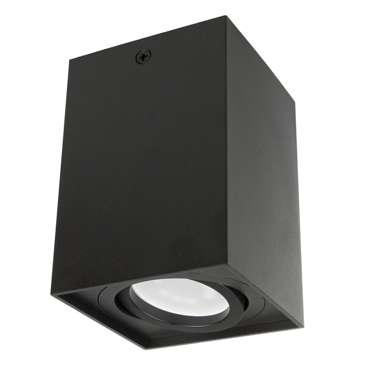 Candeeiro de superfície/tubo Maclean, holofote, halogéneo, quadrado, alumínio, lâmpada GU10 de 5 W, 80 x 80 x 115 mm, preto, MCE426 B+