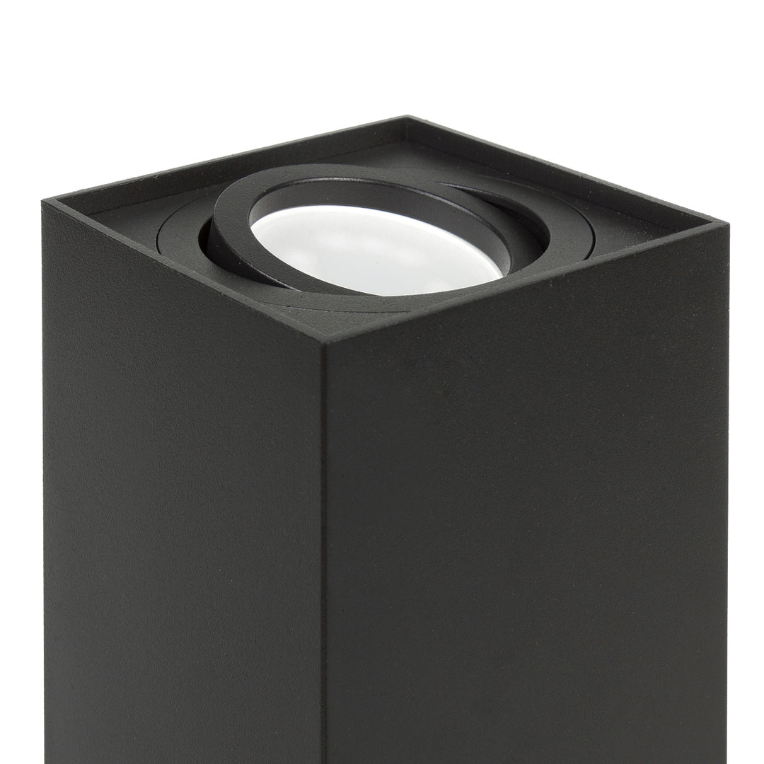 Candeeiro de superfície/tubo Maclean, holofote, halogéneo, quadrado, alumínio, lâmpada GU10 de 5 W, 80 x 80 x 115 mm, preto, MCE426 B+