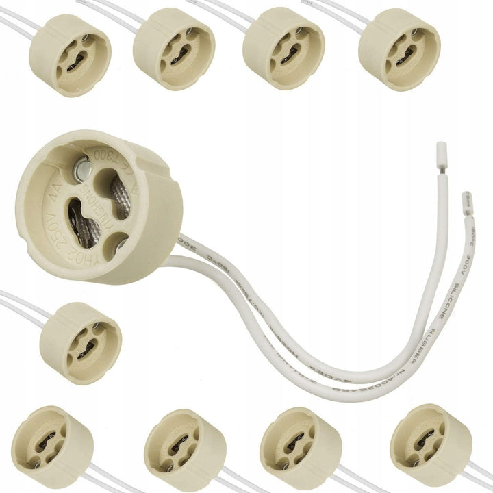 10x tomada de ligação Maclean, tomada cerâmica GU10, 250 V~, corrente nominal máx. 2 A, comprimento do cabo 14 cm, MCE428