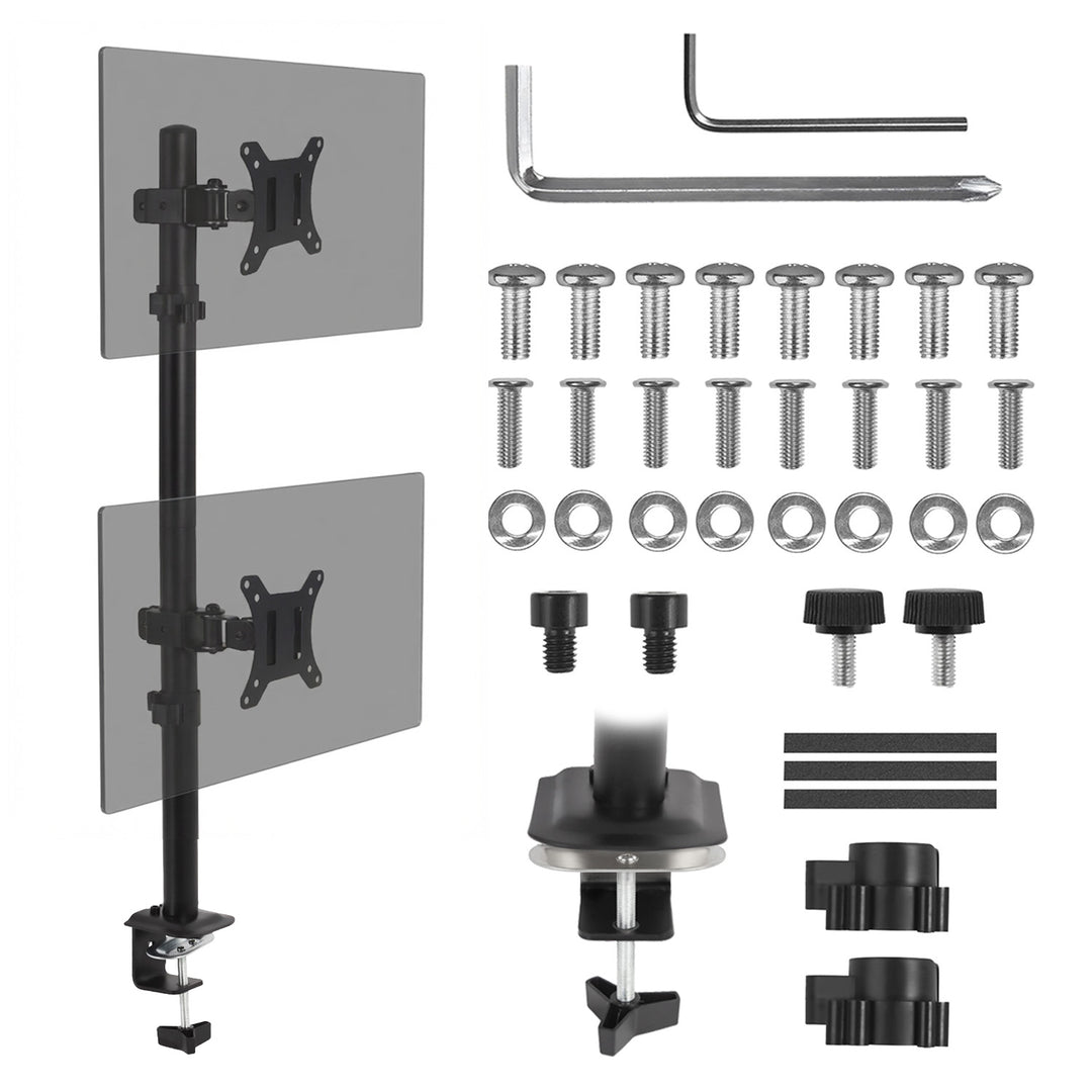 Suporte para monitor Maclean MC-966 para OLED QLED LCD e LED, suporte de mesa duplo, vertical, VESA 75x75 e 100x100, 13-27", 9 kg