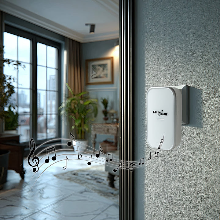 Timbre inalámbrico sin pilas GreenBlue kinetic, 38 melodías, blanco, alcance hasta 200 m, IP44, GB157 W