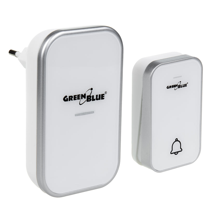 Campainha sem fios GreenBlue Kinetic, sem bateria, 38 melodias, branca, alcance até 200 m, IP44, GB157 W