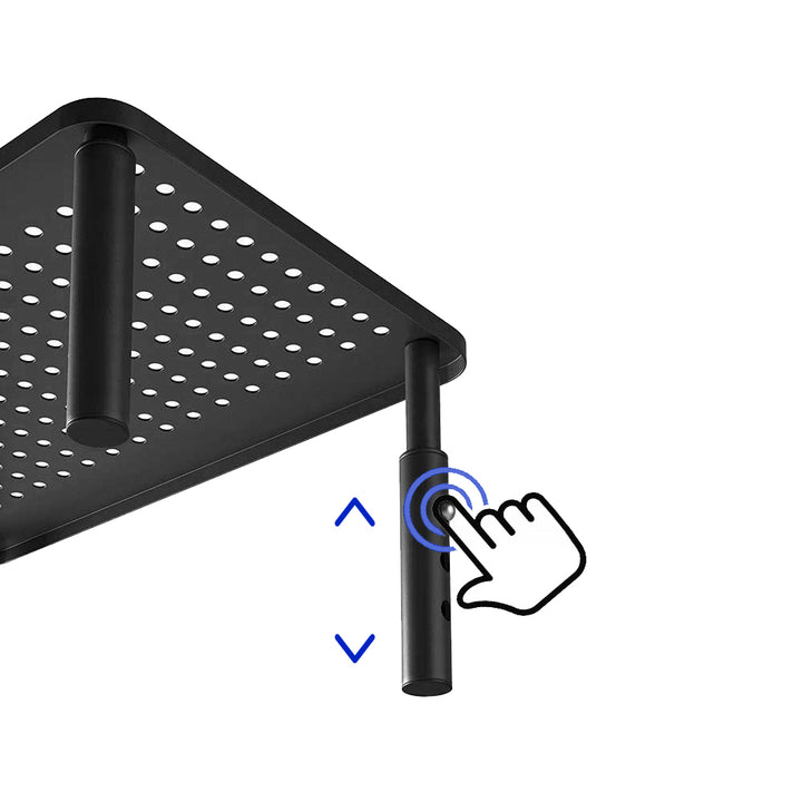 Suporte ergonómico para monitor/portátil Maclean MC-947 com gaveta, ecrã de 13 a 32 polegadas, altura ajustável, superfície perfurada