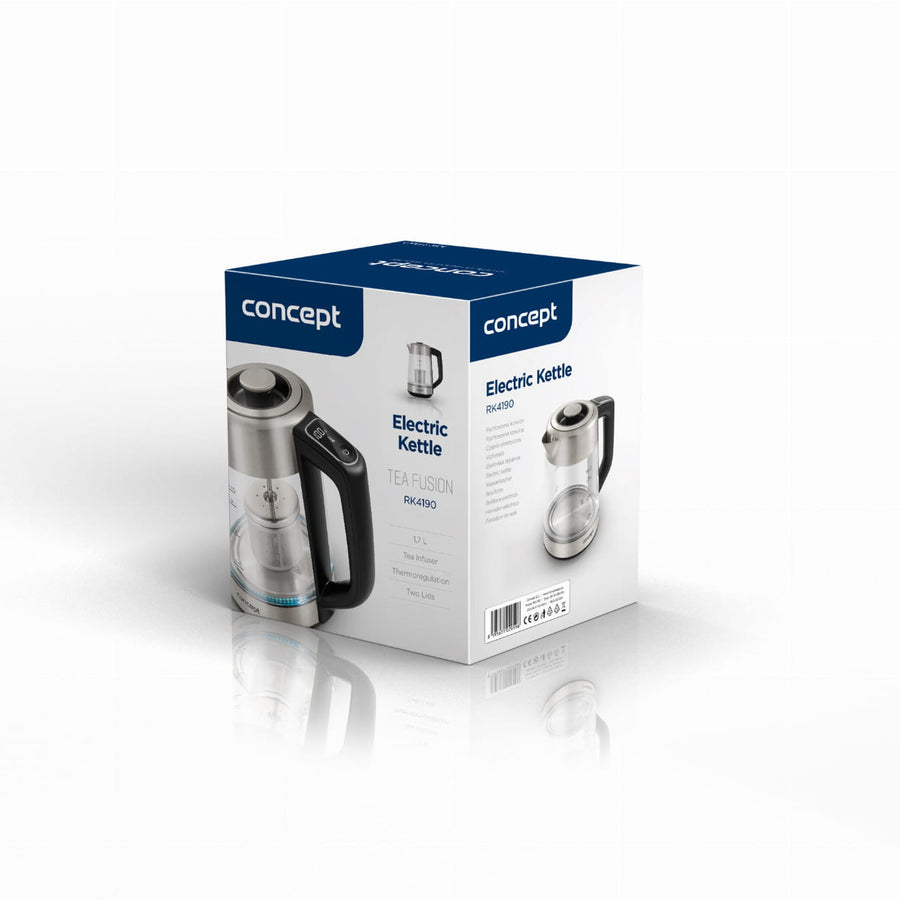Concept 1.7L hervidor eléctrico de vidrio con control de temperatura y cafetera RK4190